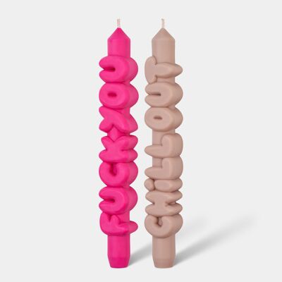 Bougie conique 3D BOLD SET 1 | F*ck you & Chill out | Artisanale | Fait main
