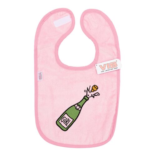 Bib champagne bottle GIRL Pink