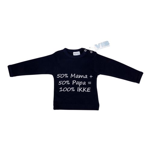 T-Shirt Navy 50%mama+50%papa=100%IKKE Wit 3M