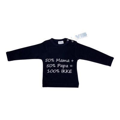 T-Shirt Marine 50%mama + 50%papa = 100% IKKE Wit 6M