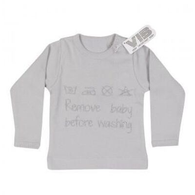 T-Shirt Rimuovere il bambino prima di lavare Grigio 3M