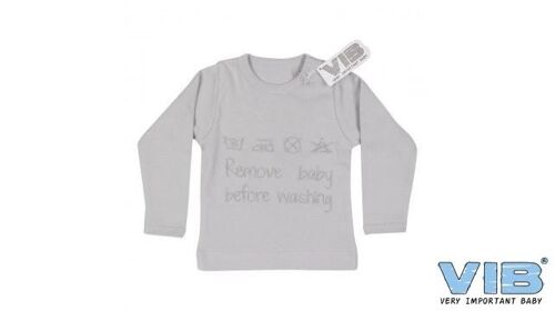 T-Shirt Remove baby before washing Grey 6M