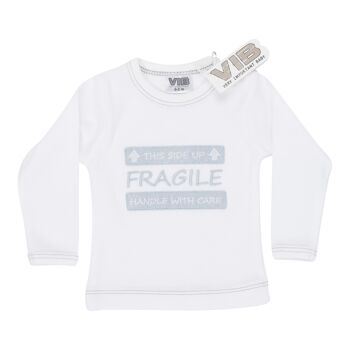 T-Shirt This Side Up, FRAGILE, à manipuler avec soin Blanc 3M