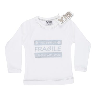 T-Shirt This Side Up, FRAGILE, mit Sorgfalt behandeln Weiß 3M