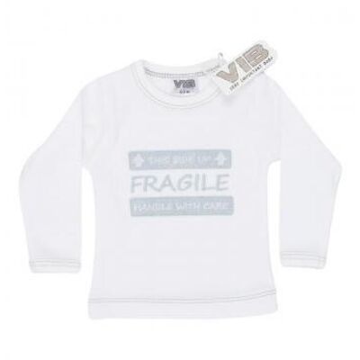 T-Shirt This Side Up, FRAGILE, mit Sorgfalt behandeln Weiß 6M