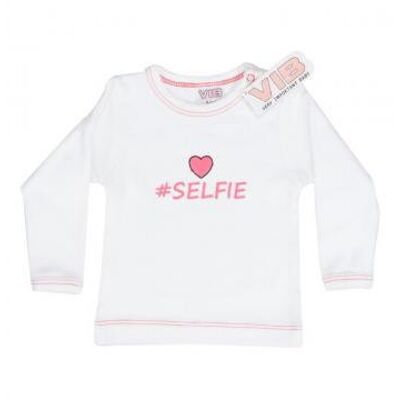 Camiseta #SELFIE Blanca-Rosa 6M