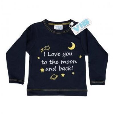 T-Shirt I Love you to the moon and back! Navy 6M