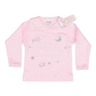 T-Shirt I Love you to the moon and back! Pink 3M