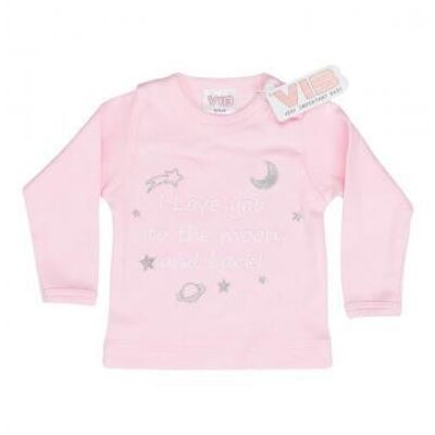 T-Shirt I Love you to the moon and back! Pink 6M