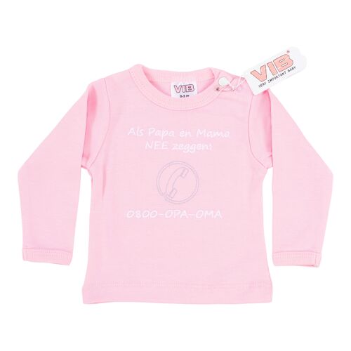 T-Shirt Als Papa en Mama NEE zeggen: 0800-OPA-OMA Pink 6M