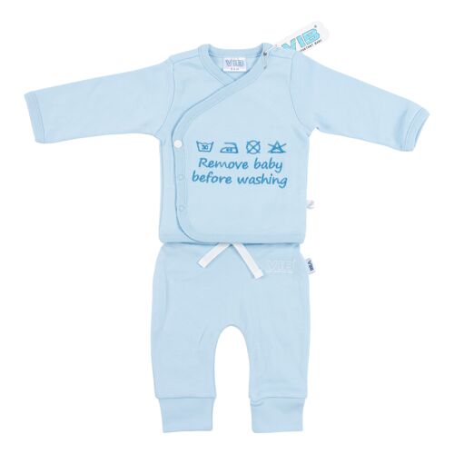 2-piece set Blue 'Remove Baby Before Washing'