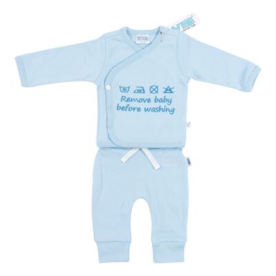 2-piece set Blue 'Remove Baby Before Washing'