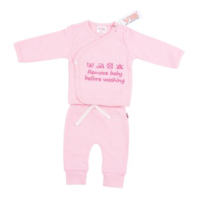 2-piece set Pink 'Remove Baby Before Washing'