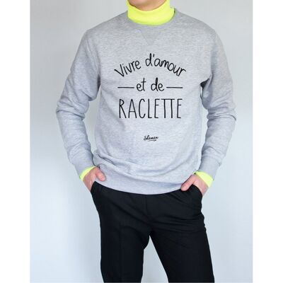 VIVRE D'AMOUR ET DE RACLETTE - Sweat Bleu chiné