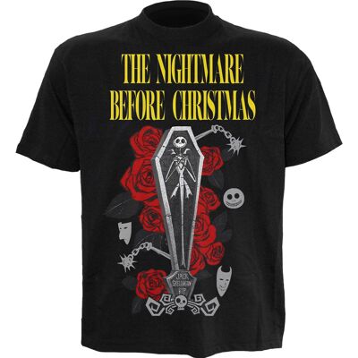 NIGHTMARE BEFORE CHRISTMAS - JACK COFFIN - T-shirt con stampa frontale nera
