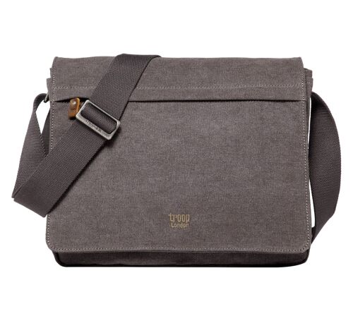 TRP0240 Troop London Classic Canvas Laptop Messenger Bag Charcoal