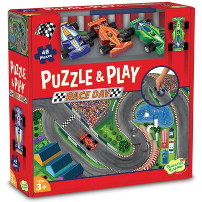 Peaceable Kingdom Puzzle & Play - Race Day