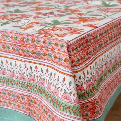Nappe rectangle en coton imprimé "Birdy blanc"