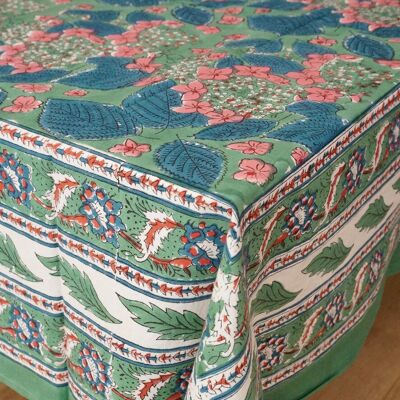 Nappe rectangle en coton imprimé "Green"