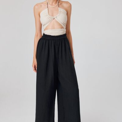 Pantalon large en mousseline fluide