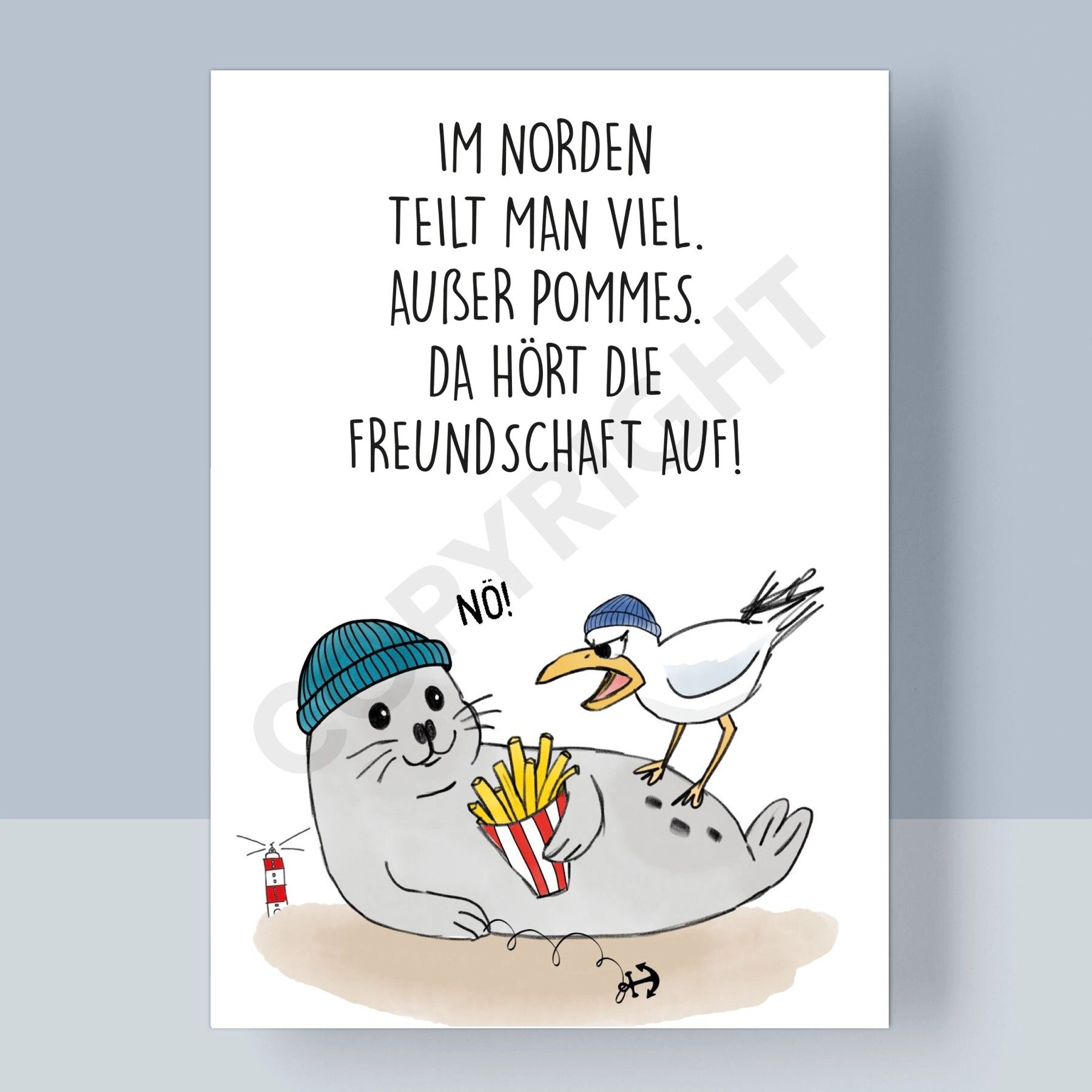 CARTOLINA - L'AMICIZIA FINISCE CON LE PATATINE FRITTE