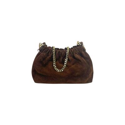 Sac seau en daim véritable marron