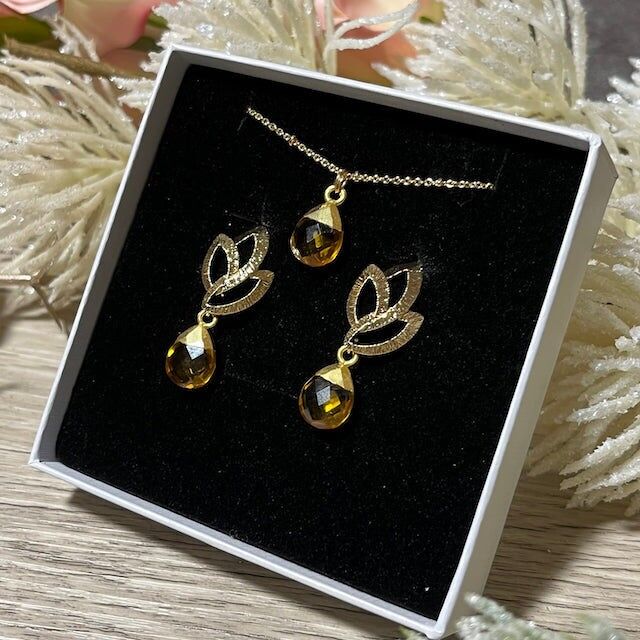 GESCHENKBOX „CITRINE“ – Natürlicher goldener Citrinstein in Feingold