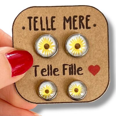 Mother Daughter Stud Earrings / "Like Mother, Like Daughter!"yellow sunflowers