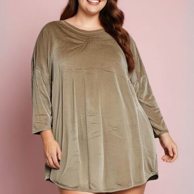 Plus size beige velvet tunic (T6351&BEIGE)