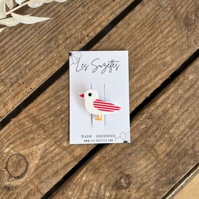 Spilla Huguette a strisce rosse