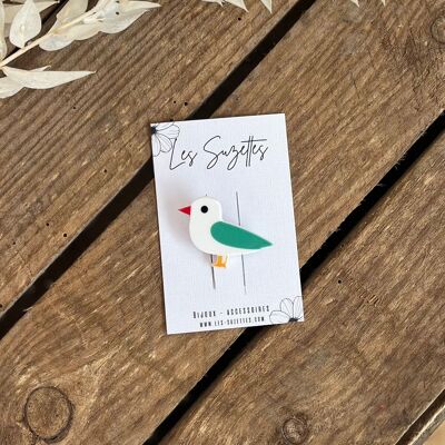 Broche Huguette verte
