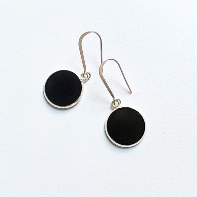 Black and Silver Dangle Earrings in Concrete