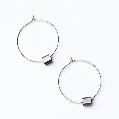 Boucles d'oreilles créoles en argent sterling avec tube en aluminium