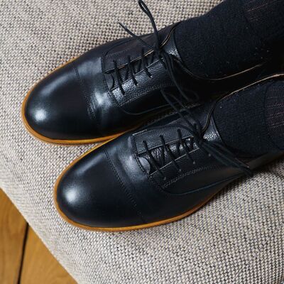 Elliot - Black Leather Derby Shoes