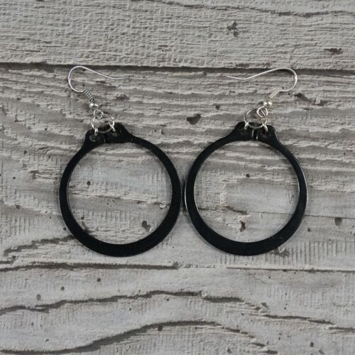 Large Black and Silver Earrings (Circlips)