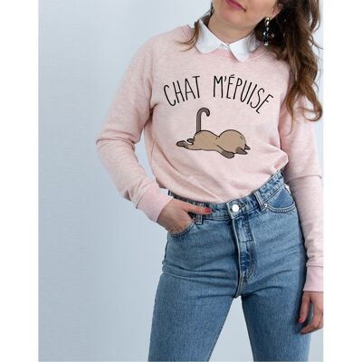 EXHAUSTED CAT - Heather Pink Sweatshirt