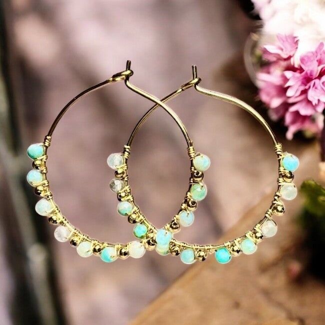 Orecchini “EVELYNE” in acciaio inossidabile e amazzonite