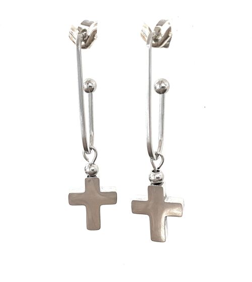 Earrings with stainless steel cross