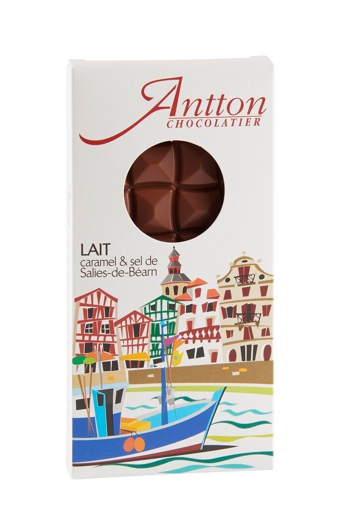 Tablette chocolat lait caramel et sel de Salies-de-Béarn 80g