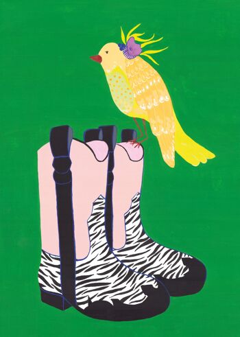 Affiche A5 Les bottes et l'oiseau