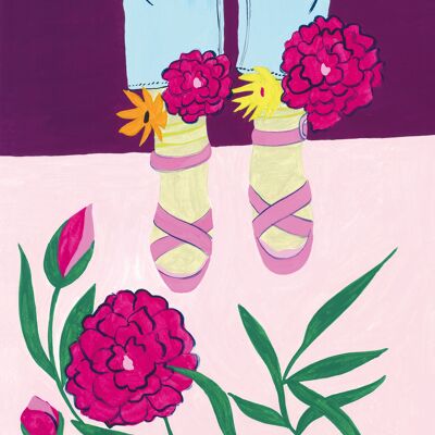 A5 Poster Die rosa Sandalen