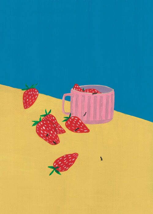 Affiche A4 La tasse aux fraises