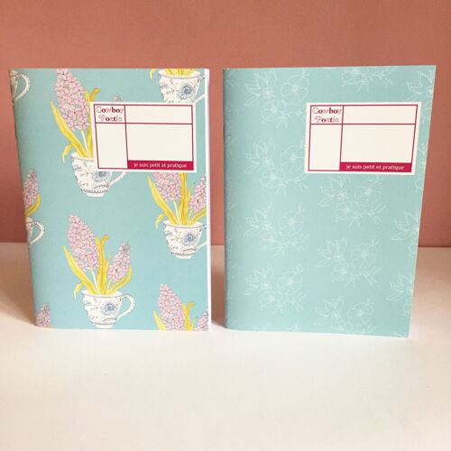 Lot de 2 carnets A6 Bleu