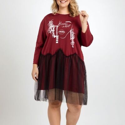 Robe-Tunique grande taille volantée rouge (T39085&ROUGE)