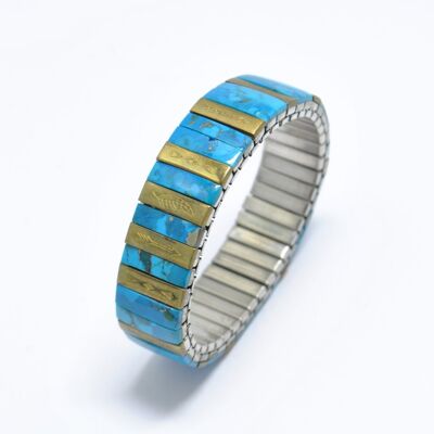 Bracelet extensible turquoise naturelle - bracelet turquoise - bracelet femme - bracelet été