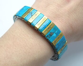 Bracelet extensible turquoise naturelle - bracelet turquoise - bracelet femme - bracelet été 2