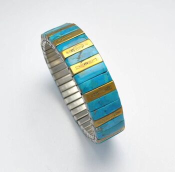 Bracelet extensible turquoise naturelle - bracelet turquoise - bracelet femme - bracelet été 4