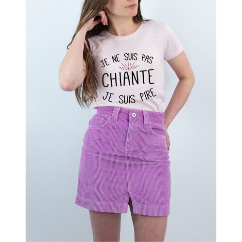 JE NE SUIS PAS CHIANTE JE SUIS PIRE - T-shirt Rose Chiné