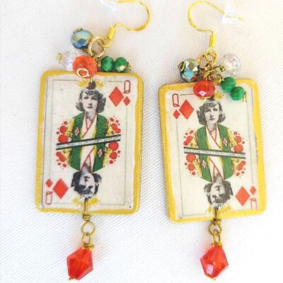 Boucles d'oreilles vintage inspirées des cartes à jouer