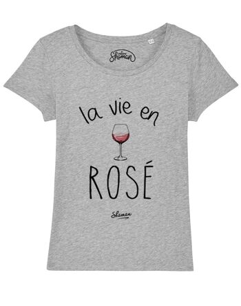 TSHIRT GRIS CHINE FEMME LA VIE EN ROSE